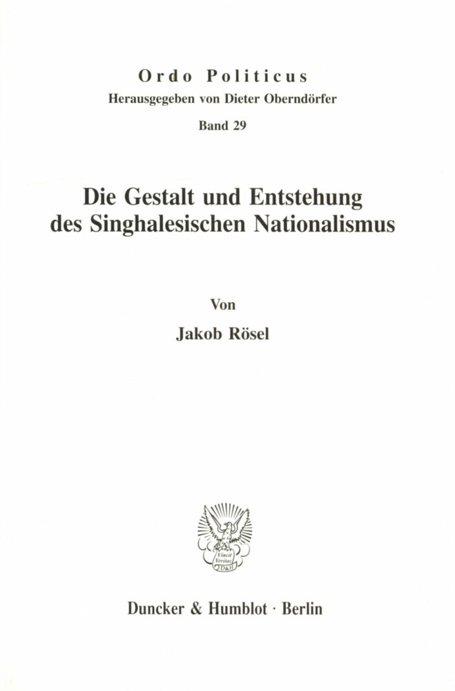 Die Gestalt und Entstehung des Singhalesischen Nationalismus. main product photo