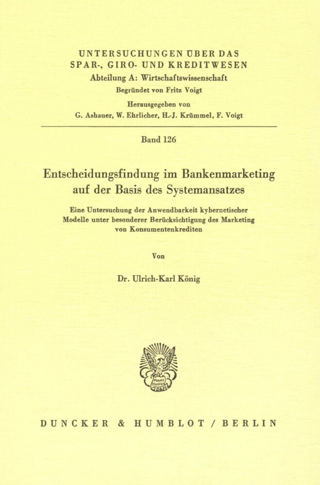 Entscheidungsfindung im Bankenmarketing auf der Basis des Systemansatzes. main product photo