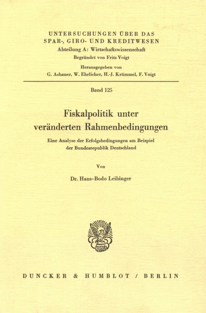 Fiskalpolitik unter veränderten Rahmenbedingungen. main product photo