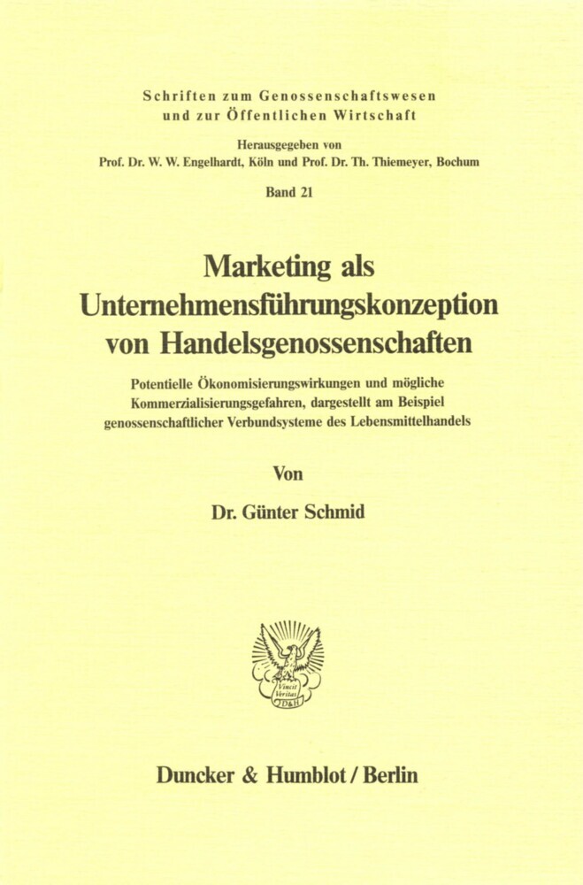 Marketing als Unternehmensführungskonzeption von Handelsgenossenschaften. main product photo