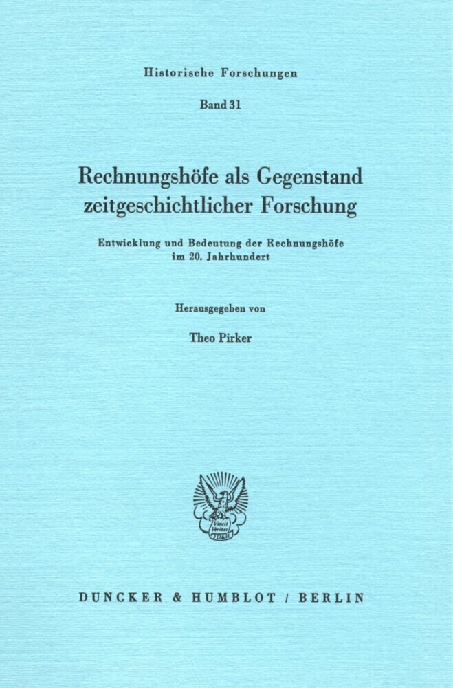 Rechnungshöfe als Gegenstand zeitgeschichtlicher Forschung. main product photo