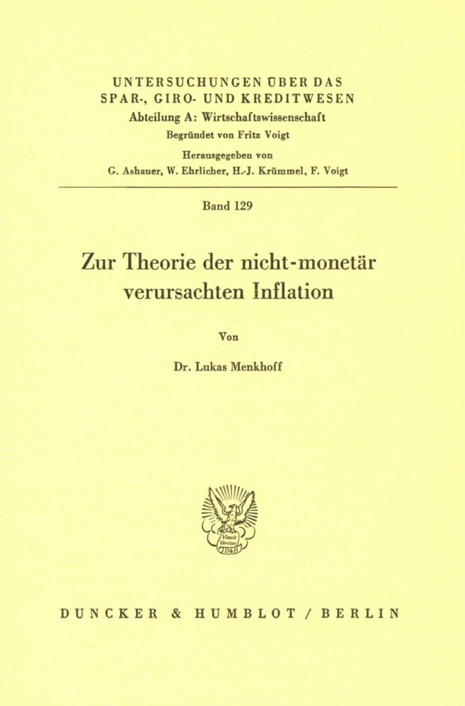 Zur Theorie der nicht-monetär verursachten Inflation. main product photo
