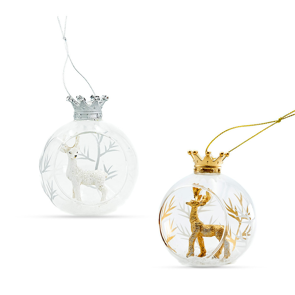 2er-Set Christbaumkugeln »Hirsch im Winterwald« main product photo