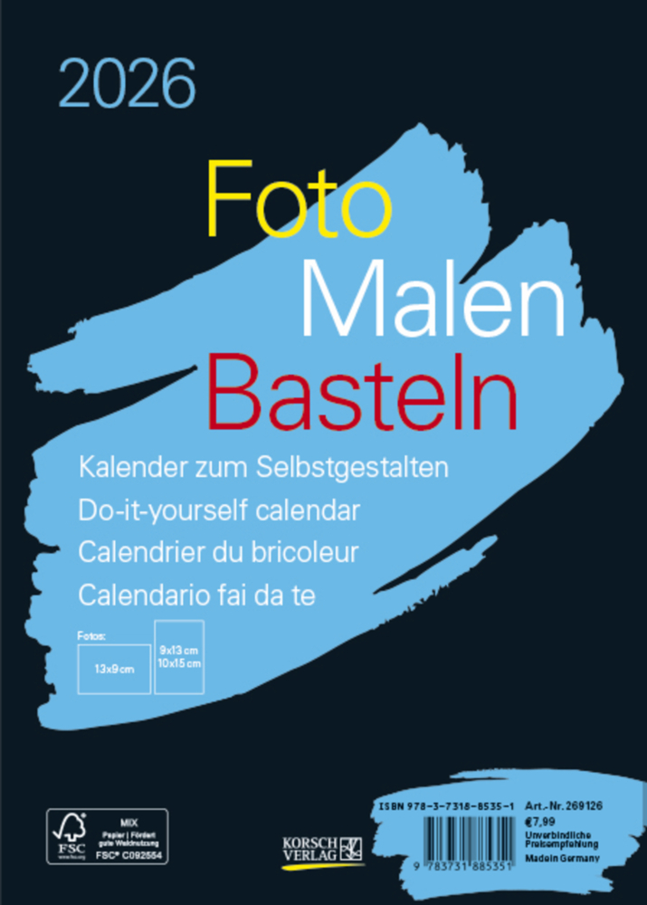 Foto-Malen-Basteln Bastelkalender A5 schwarz 2026 main product photo