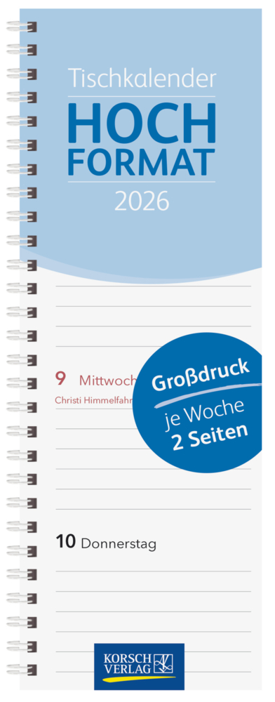 Tischkalender Hochformat Großdruck 2026 main product photo