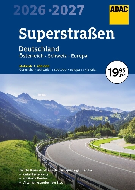 ADAC Superstraßen Autoatlas 2026/2027 Deutschland 1:200.000, Österreich, Schweiz 1:300.000 mit Europa 1:4,5 Mio. main product photo