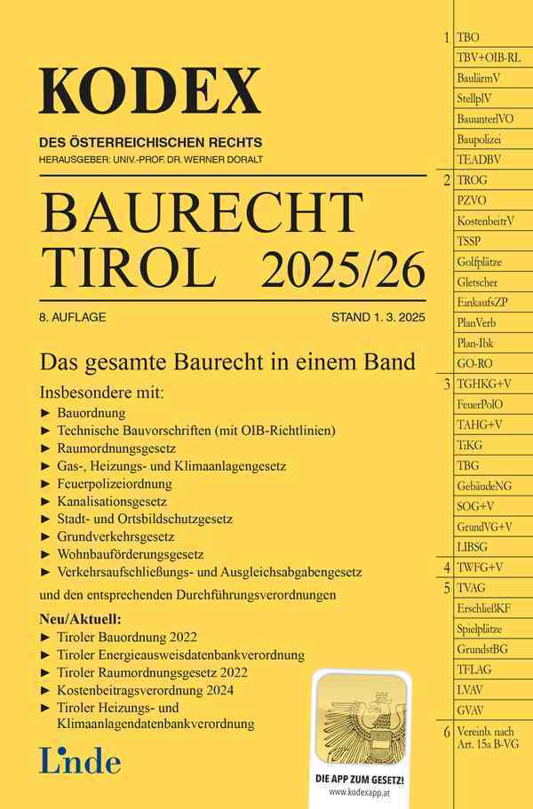 KODEX Baurecht Tirol 2025/26 main product photo