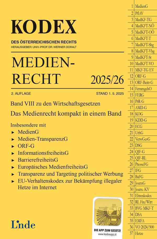 KODEX Medienrecht 2025/26 main product photo