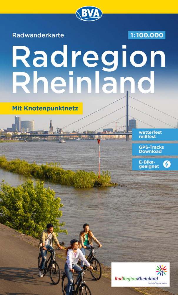 BVA Radwanderkarte Die schönsten Radtouren in der RadRegion Rheinland 1:100.000, reiß- und wetterfest, GPS-Tracks Download, E-Bike geeignet, mit Knotenpunktnetz und ausgewählten Themenrouten main product photo