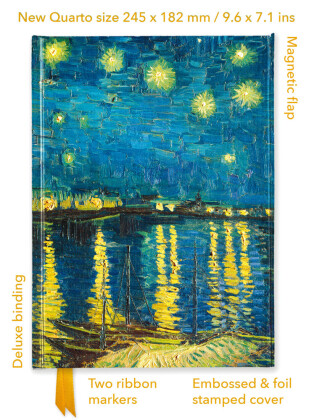Premium Notizbuch Quartformat: Vincent van Gogh, Sternennacht über der Rhone