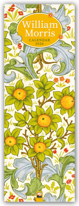 William Morris - Slimline-Kalender 2026 - Original Flame Tree Publishing-Kalender Slimeline [Kalender]