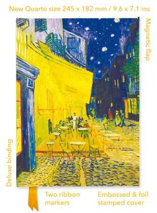 Premium Notizbuch Quartformat: Vincent van Gogh, Caféterrasse am Abend