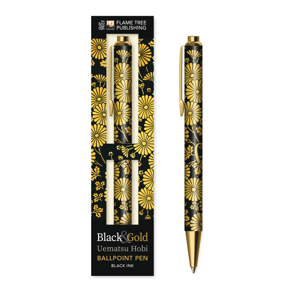 Premium Kugelschreiber: Uematsu Hobi, Chrysanthemen Schwarz & Gold main product photo