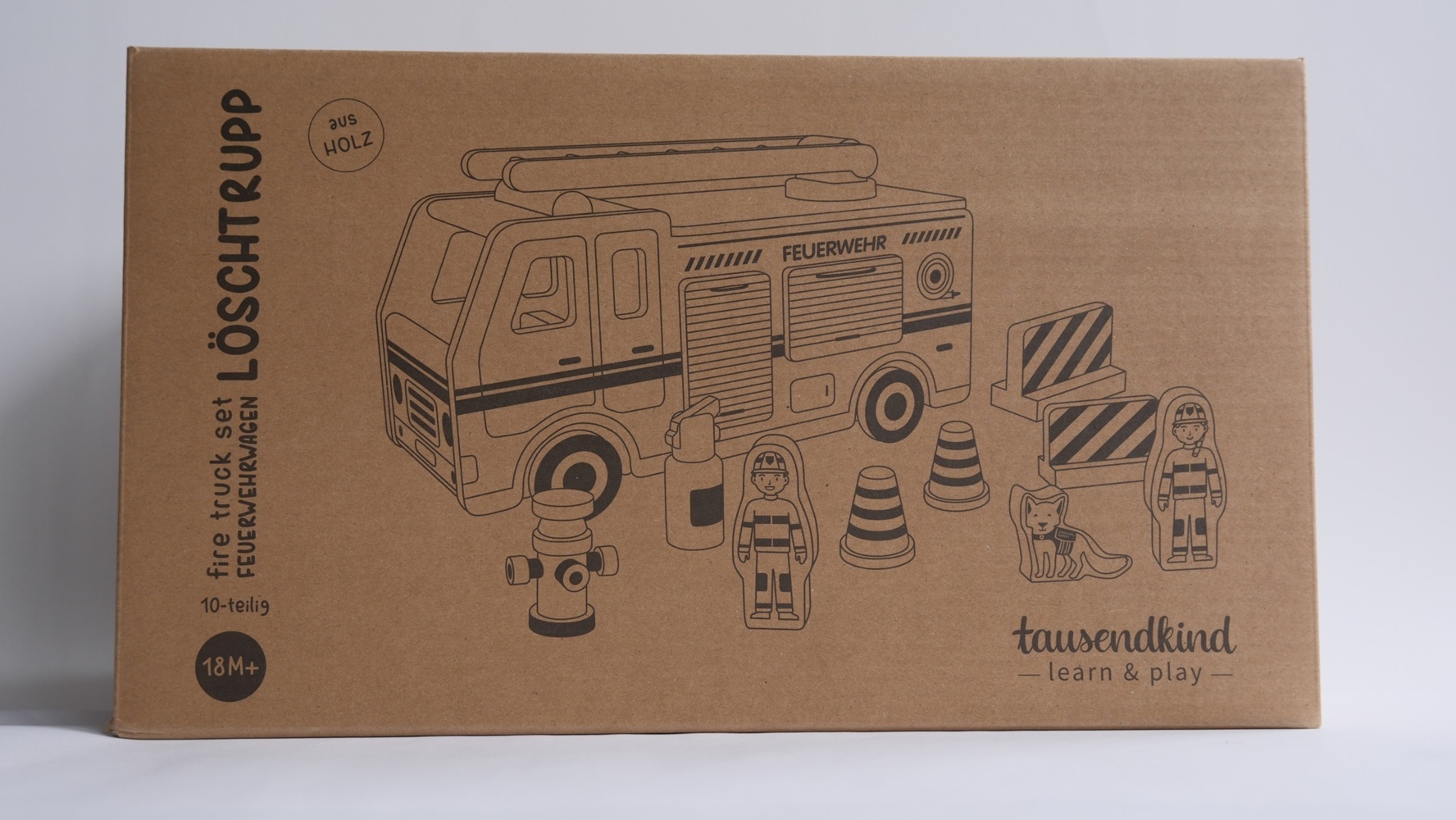 Feuerwehrwagen LÖSCHTRUPP aus Holz main product photo