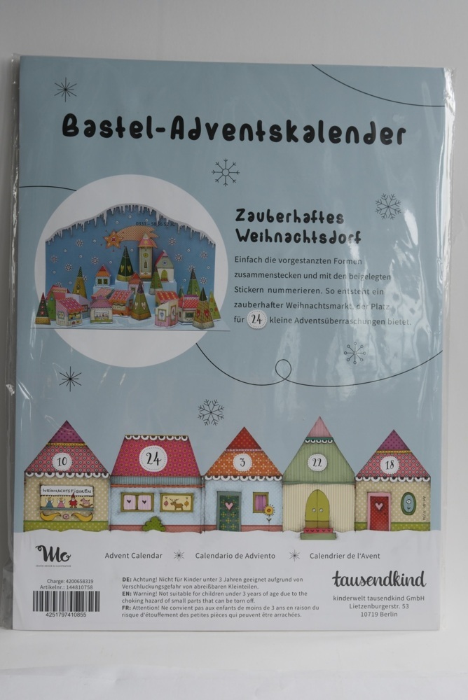 Bastel-Adventskalender DIY DORF befüllbar in bunt main product photo