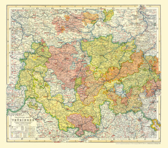 Politische Karte von THÜRINGEN - Herzogs- und Fürstentümer 1904