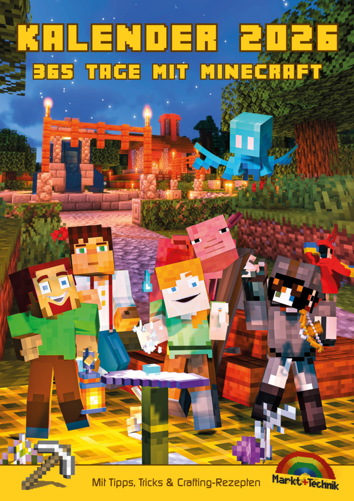 Kalender 2026 - 365 Tage mit Minecraft; inklusive Tipps, Tricks & Crafting Rezepten im DIN A4 Format main product photo