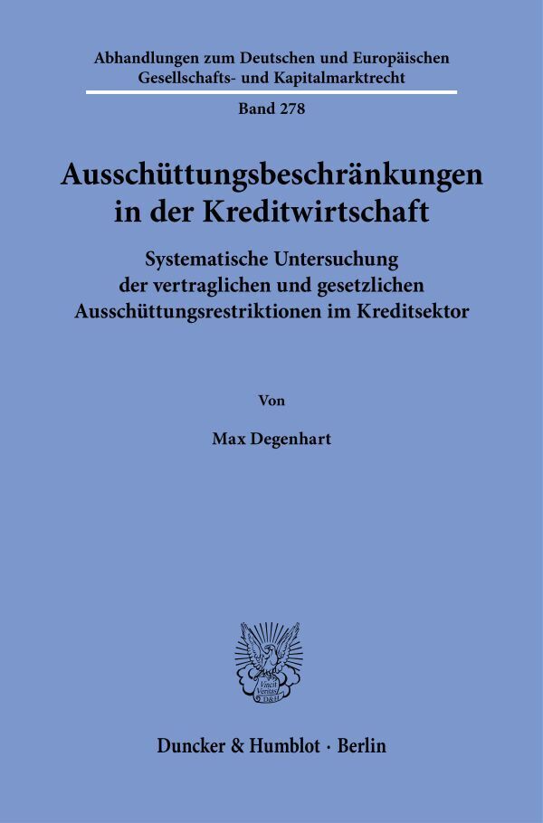 Ausschüttungsbeschränkungen in der Kreditwirtschaft main product photo