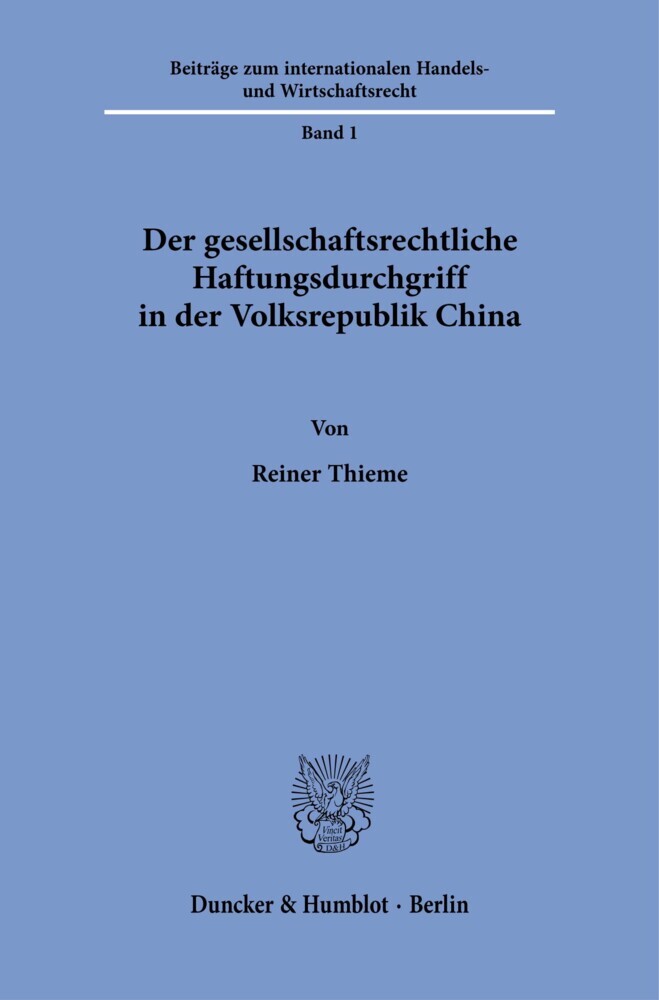 Der gesellschaftsrechtliche Haftungsdurchgriff in der Volksrepublik China main product photo