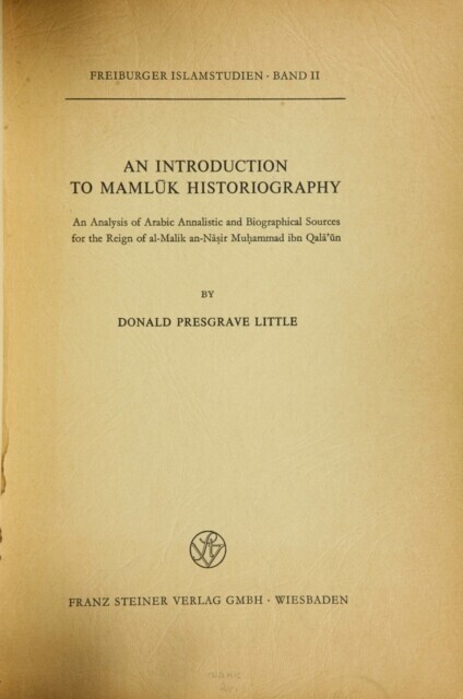 Introduction to Mamluk Historiography main product photo