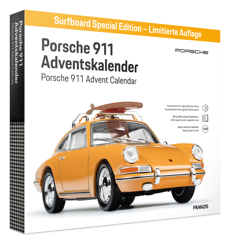 FRANZIS 67299 - Porsche 911 "Surfbrett" Bahamagelb Adventskalender main product photo