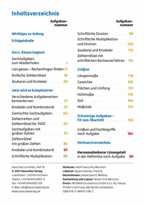 Mathe 4. Klasse Übungsheft - Textaufgaben