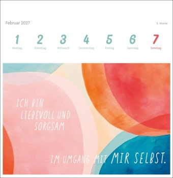Ich bin einzigartig und wertvoll Premium-Postkartenkalender 2027 - 53 Affirmationskarten für das Jahr