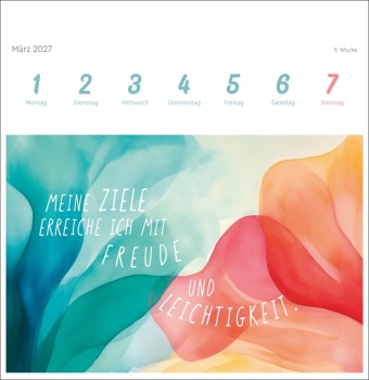 Ich bin einzigartig und wertvoll Premium-Postkartenkalender 2027 - 53 Affirmationskarten für das Jahr