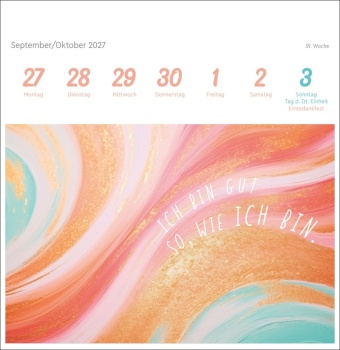 Ich bin einzigartig und wertvoll Premium-Postkartenkalender 2027 - 53 Affirmationskarten für das Jahr