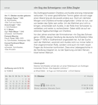 Literatur Tagesabreißkalender 2027 - Kulturkalender - Autoren, Werke, Hörbücher