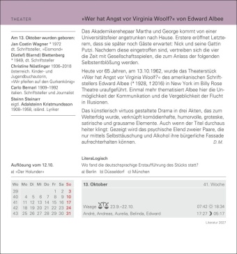 Literatur Tagesabreißkalender 2027 - Kulturkalender - Autoren, Werke, Hörbücher