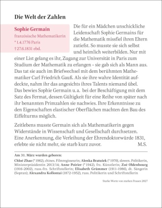 Starke Worte von starken Frauen Tagesabreißkalender 2027