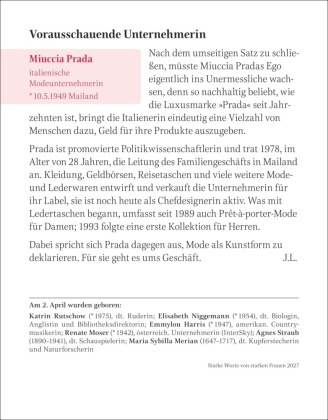 Starke Worte von starken Frauen Tagesabreißkalender 2027