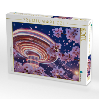 CALVENDO Puzzle Blüten tanzen im Wind, während Lichtspuren den Frühling in Bewegung malen | 1000 Teile Lege-Größe 64x48cm Foto-Puzzle für glückliche Stunden