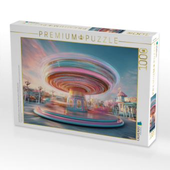 CALVENDO Puzzle Sanfte Pastelltöne malen am Abend einen Ostergruß aus fließendem Licht | 1000 Teile Lege-Größe 64x48cm Foto-Puzzle für glückliche Stunden
