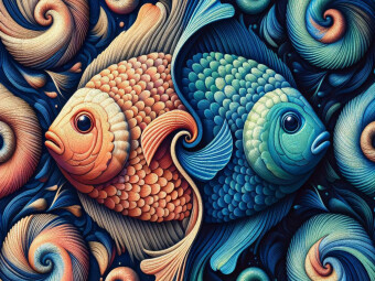 CALVENDO Puzzle Sternzeichen Fische im Spiralfluss | 1000 Teile Lege-Größe 64x48cm Foto-Puzzle für glückliche Stunden