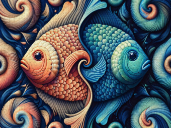 CALVENDO Puzzle Sternzeichen Fische im Spiralfluss | 1000 Teile Lege-Größe 64x48cm Foto-Puzzle für glückliche Stunden