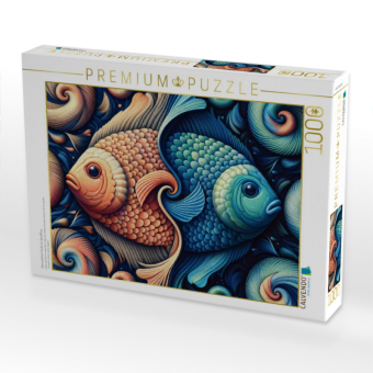 CALVENDO Puzzle Sternzeichen Fische im Spiralfluss | 1000 Teile Lege-Größe 64x48cm Foto-Puzzle für glückliche Stunden