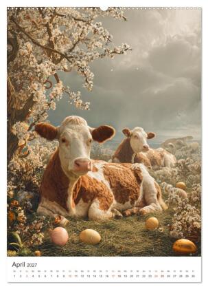 Die Liebe zur Kuh (Wandkalender 2027 DIN A2 hoch), CALVENDO Monatskalender