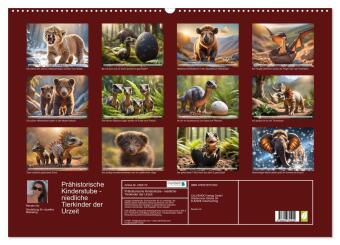 Prähistorische Kinderstube - niedliche Tierkinder der Urzeit (Wandkalender 2027 DIN A2 quer), CALVENDO Monatskalender