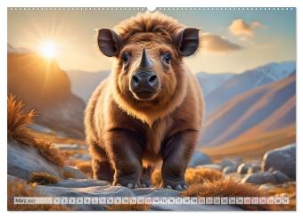 Prähistorische Kinderstube - niedliche Tierkinder der Urzeit (Wandkalender 2027 DIN A2 quer), CALVENDO Monatskalender