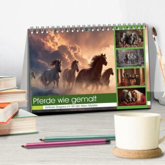 Pferde wie gemalt (Tischkalender 2027 DIN A5 quer), CALVENDO Monatskalender