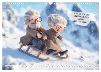 Oma und Opa - Sprüche über das Alter (Wandkalender 2027 DIN A3 quer), CALVENDO Monatskalender