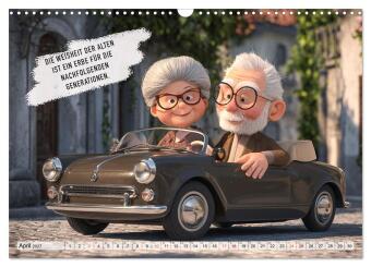 Oma und Opa - Sprüche über das Alter (Wandkalender 2027 DIN A3 quer), CALVENDO Monatskalender