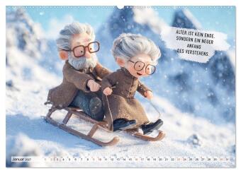 Oma und Opa - Sprüche über das Alter (Wandkalender 2027 DIN A2 quer), CALVENDO Monatskalender