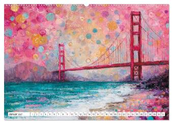 Die Golden Gate Bridge - Ikone am Pazifik (Wandkalender 2027 DIN A2 quer), CALVENDO Monatskalender