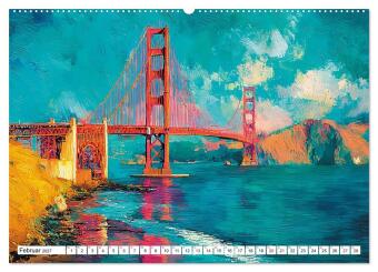 Die Golden Gate Bridge - Ikone am Pazifik (Wandkalender 2027 DIN A2 quer), CALVENDO Monatskalender