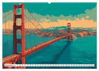 Die Golden Gate Bridge - Ikone am Pazifik (Wandkalender 2027 DIN A2 quer), CALVENDO Monatskalender