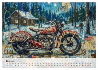 Kult-Motorräder der USA (hochwertiger Premium Wandkalender 2027 DIN A2 quer), Kunstdruck in Hochglanz