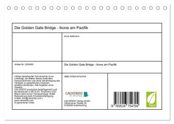 Die Golden Gate Bridge - Ikone am Pazifik (Tischkalender 2027 DIN A5 quer), CALVENDO Monatskalender